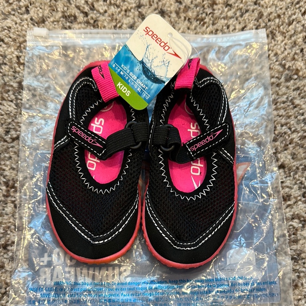 Speedo Kids Black and Pink Water Shoes